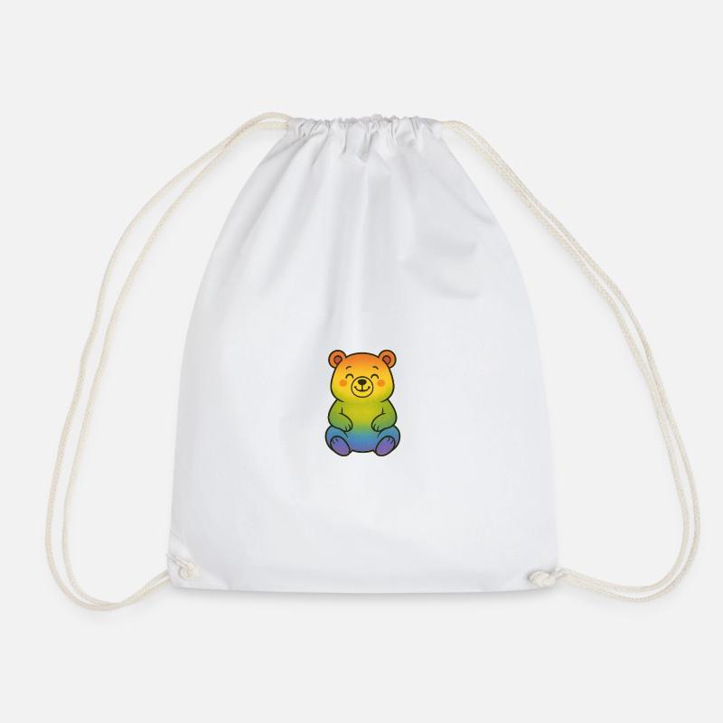 cute rainbow bear - Drawstring Bag - white
