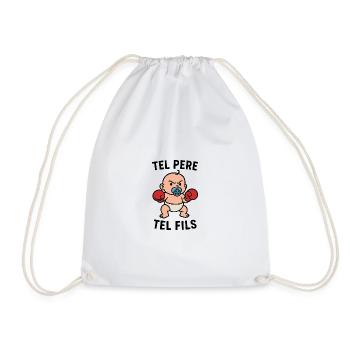 Baby boxer cartoon like father like son - Drawstring Bag - white - Front