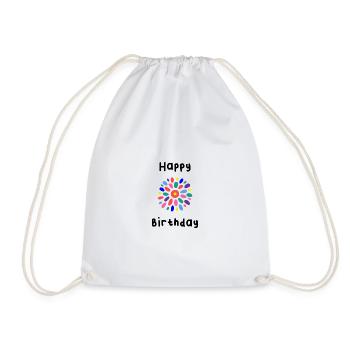 HAPPY BIRTHDAY. HAPPY BIRTHDAY. BIRTHDAY. - Drawstring Bag - white - Front