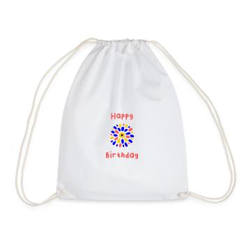 BIRTHDAY. HAPPY BIRTHDAY. HAPPY BIRTHDAY. - Drawstring Bag - white - Front
