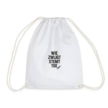 Those who remain silent consent - Drawstring Bag - white - Front