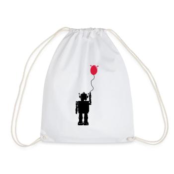Roboterluftballon Hinten - Turnbeutel - Weiß - Vorne
