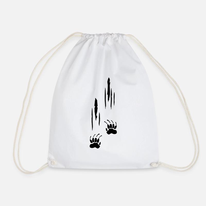 Scratches, Claws - Drawstring Bag - white
