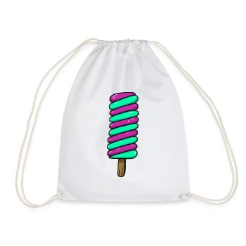 Crème glacée | Crème glacée à rayures vert violet | Glace - Sac de sport léger - blanc - Devant