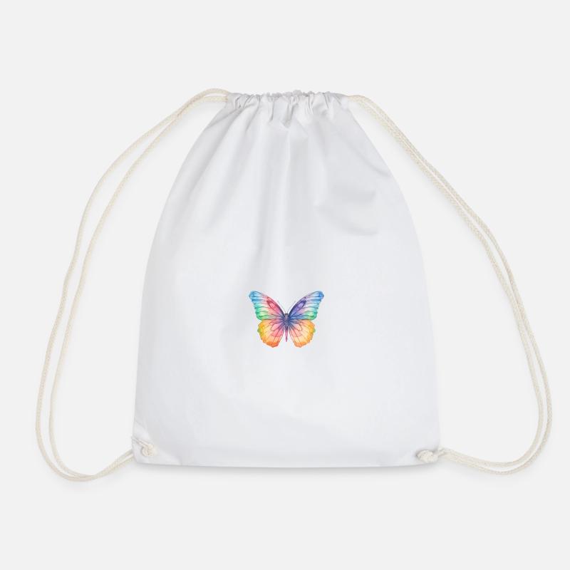 Regenbogen Schmetterling - Turnbeutel - Weiß