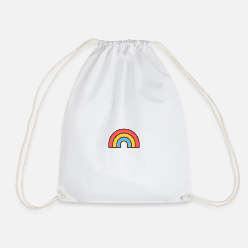 Heller Retro-Regenbogen - Turnbeutel - Weiß