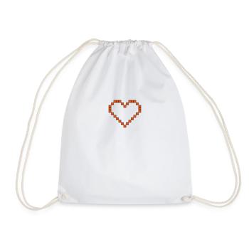 8 BIT Heart 01 - Drawstring Bag - white - Front