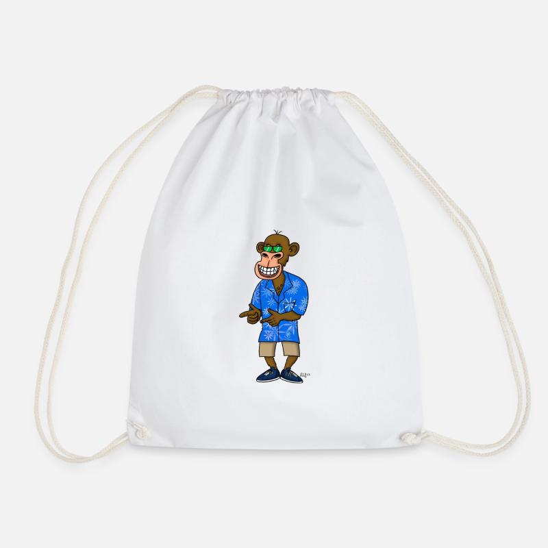 Crypto Monkey Shows Finger Gun (Crypto Ape) - Drawstring Bag - white