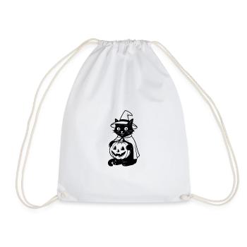 Chat tenant une citrouille T-shirt d’Halloween - Sac de sport léger - blanc - Devant