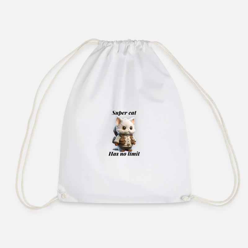Super cat has no limit - Drawstring Bag - white