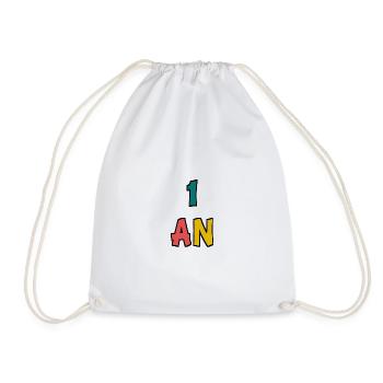 1 AN. 1er ANNIVERSAIRE. ANNIVERSAIRE 1 AN. BEBE - Sac de sport léger - blanc - Devant