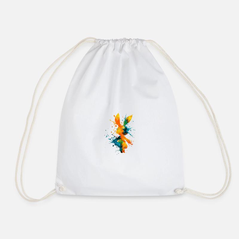 Abstract_Watercolor_Bunny_Rabbit_Splatter - Sac de sport léger - blanc