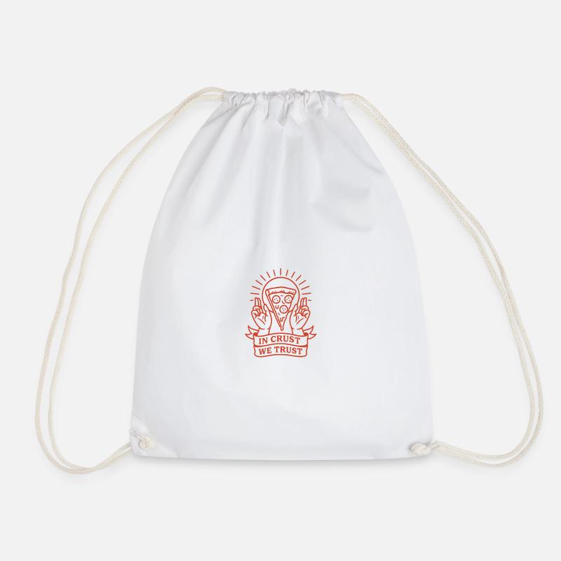 In Crust We Trust – Funny Pizza Design - Drawstring Bag - white