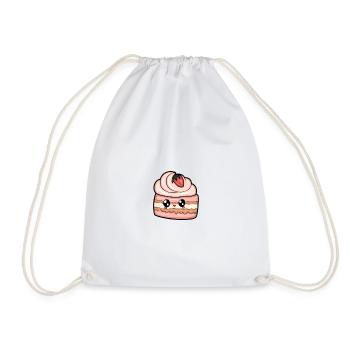 Delicious piece of strawberry cake - Drawstring Bag - white - Front