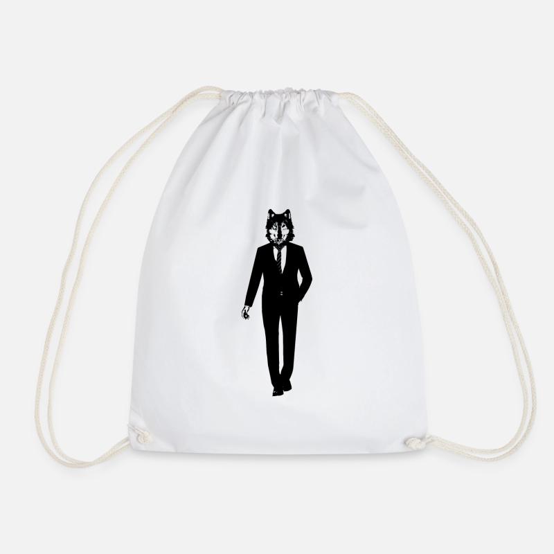 Wolf in a suit - Drawstring Bag - white