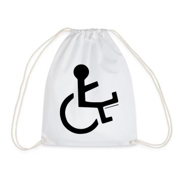 Wheelchair user with broken leg # - Drawstring Bag - white - Front