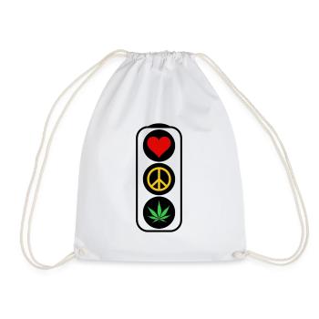 Feu de signalisation Coeur Paix Weed Love Paix Cannabis Love - Sac de sport léger - blanc - Devant