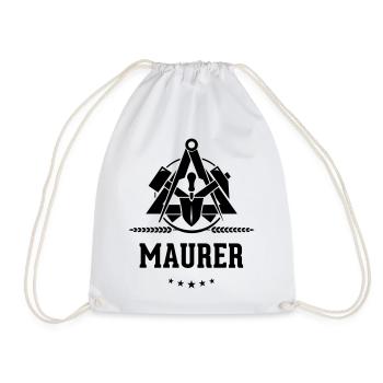 Maurer Schriftzug, Zunftzeichen - Turnbeutel - Weiß - Vorne