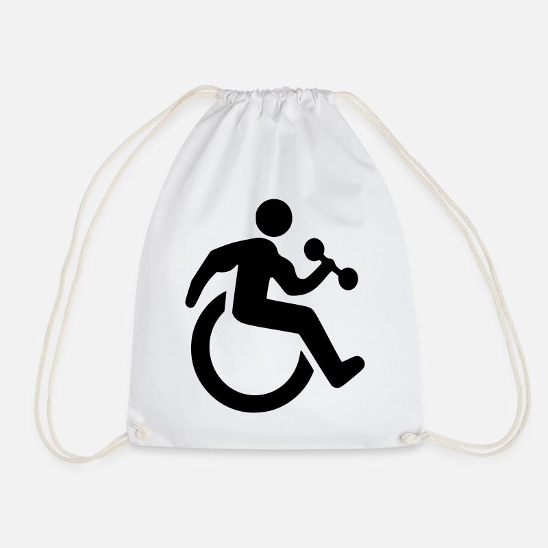 Rollstuhl-Fitness-Symbol # - Turnbeutel - Weiß