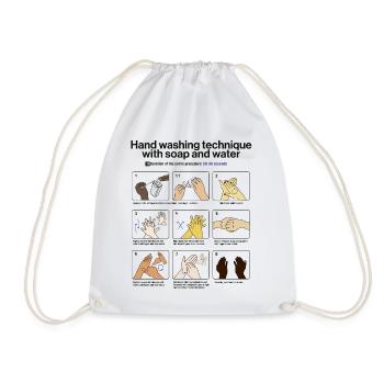 Hand Washing Instructions - Drawstring Bag - white - Front
