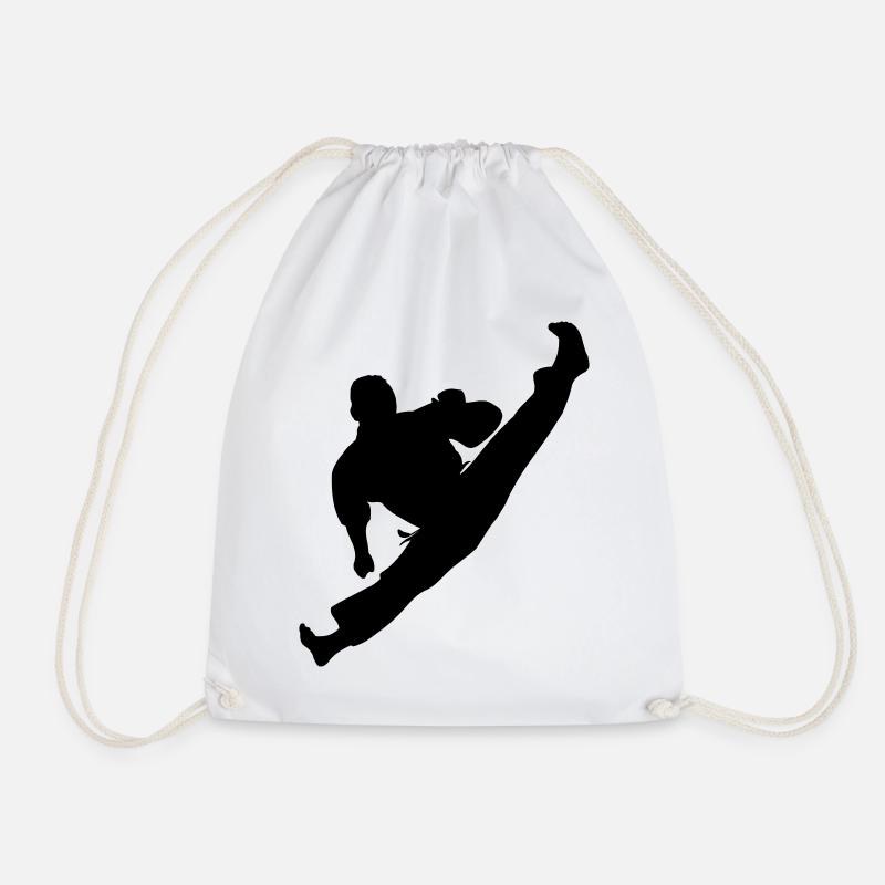 Jumpkick Geri Kick Karate oder Teakwondo - Turnbeutel - Weiß