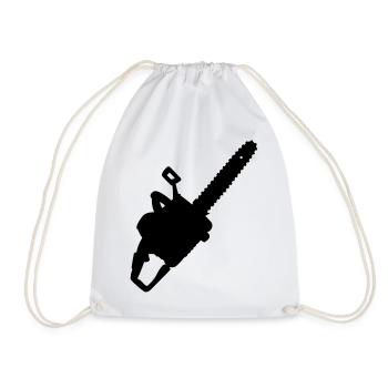 Chainsaw for jackdaw, carpenter or woodbewe - Drawstring Bag - white - Front