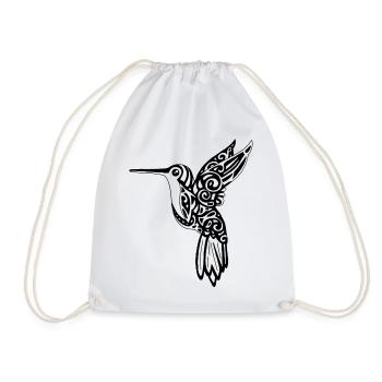 Schwarzer Kolibri-Vogel - Turnbeutel - Weiß - Vorne