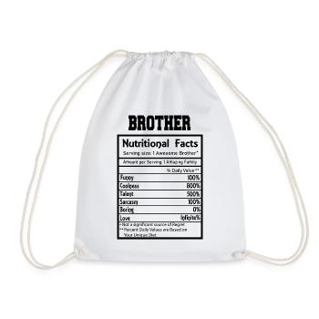 Brother Nutritional Facts Funny - Drawstring Bag - white - Front