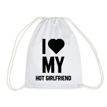 I Love My Hot Girlfriend - Girlfriend Funny Gift - Drawstring Bag - white - Front
