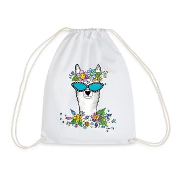 Funny Alpaca Lama - Drawstring Bag - white - Front