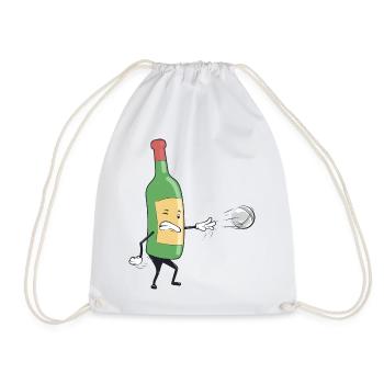 Petanque and wine Boccia balls Petanque outfit - Drawstring Bag - white - Front