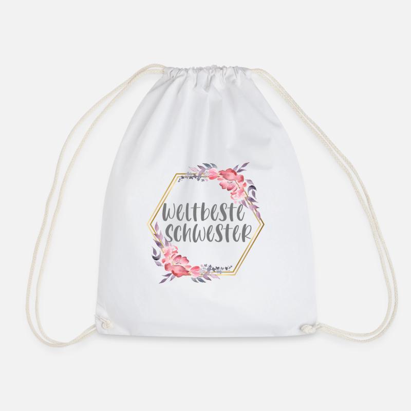 Weltbeste Schwester Schwesterherz Geschenk - Turnbeutel - Weiß