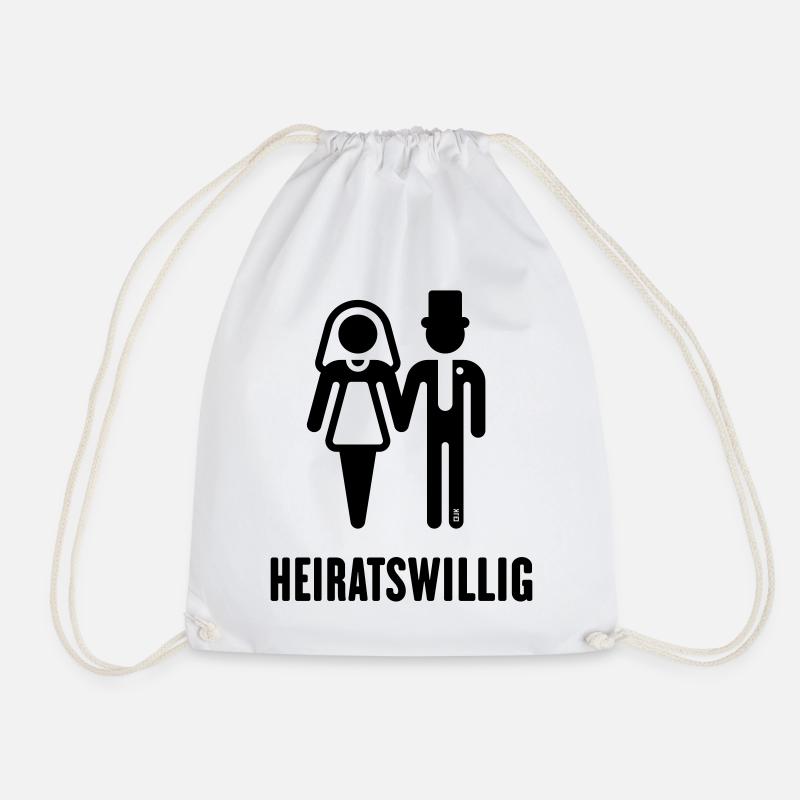 Heiratswillig (Bräutigam / Braut / JGA / Black) - Turnbeutel - Weiß