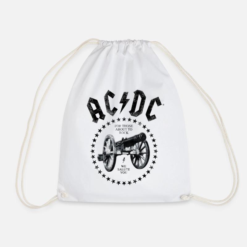 AC/DC For Those About To Rock Logo With Cannon - Drawstring Bag - white