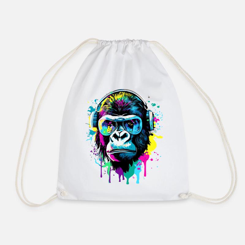 Gorilla Farbenfroh - Gorilla Affe mit Sonnenbrille - Turnbeutel - Weiß