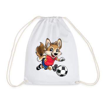 Soccer Spain Dog Animal Soccer Fan Team - Drawstring Bag - white - Front