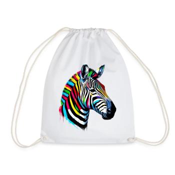 Zebra - Drawstring Bag - white - Front