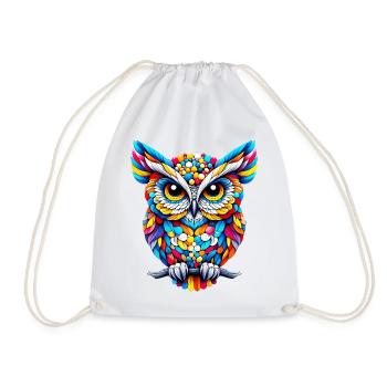 Owl - Drawstring Bag - white - Front