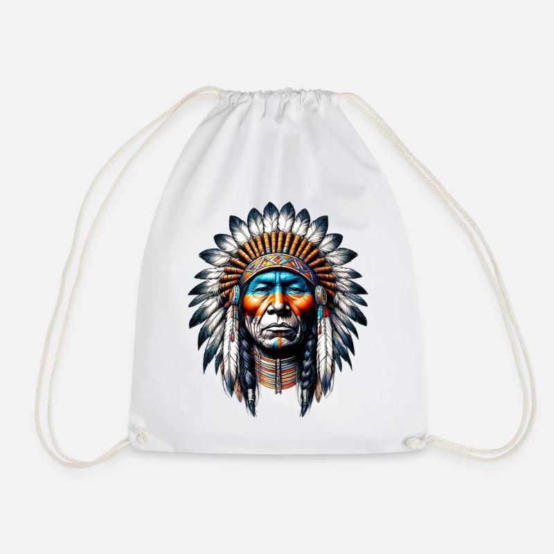 American Indian American - Drawstring Bag - white
