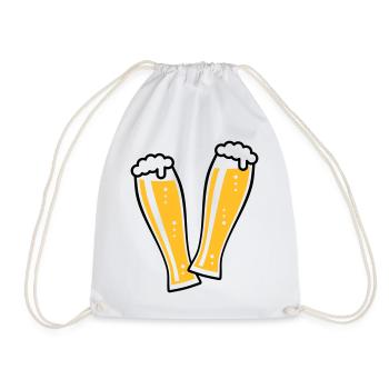 2 Weißbiergläser Stoßen An (Bier Weizenbier / 2C) - Turnbeutel - Weiß - Vorne