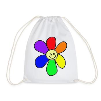 Rainbow flower - Drawstring Bag - white - Front