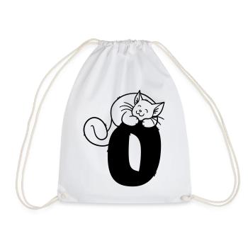 Cat Letter O - Drawstring Bag - white - Front