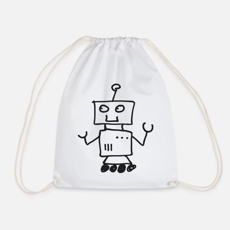 Roboter Doodle Zeichnung - Turnbeutel - Weiß