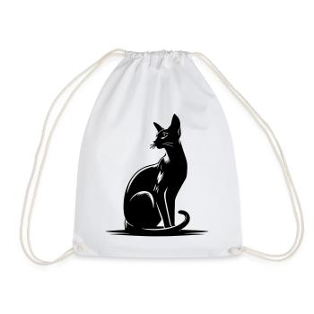 Oriental Shorthair Cat - Drawstring Bag - white - Front