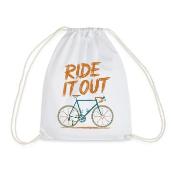 Ride Out Bicycle Illustration - Drawstring Bag - white - Front