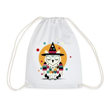 Magische Eule im Halloween-Stil mit Hexen Hut - Turnbeutel - Weiß - Vorne