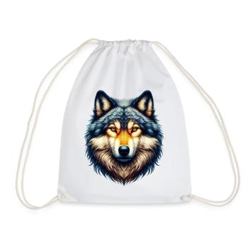 Wolf - Drawstring Bag - white - Front