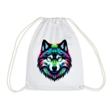 Wolf - Drawstring Bag - white - Front