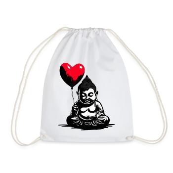 Buddha mit Herz Luftballon - Heartful Creatures - Turnbeutel - Weiß - Vorne