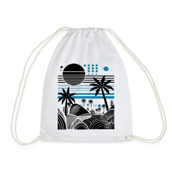 Vacances Plage Palmier Vagues Cadeau - Sac de sport léger - blanc - Devant